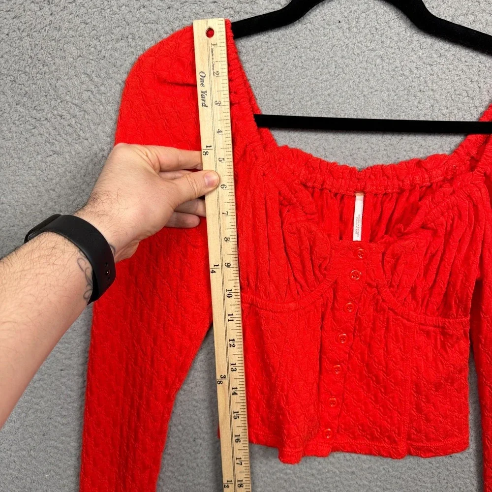 Free People Top Womens XS Red Lady Bug Babydoll‎ Preppy Boho Basic Capsule Y2K
